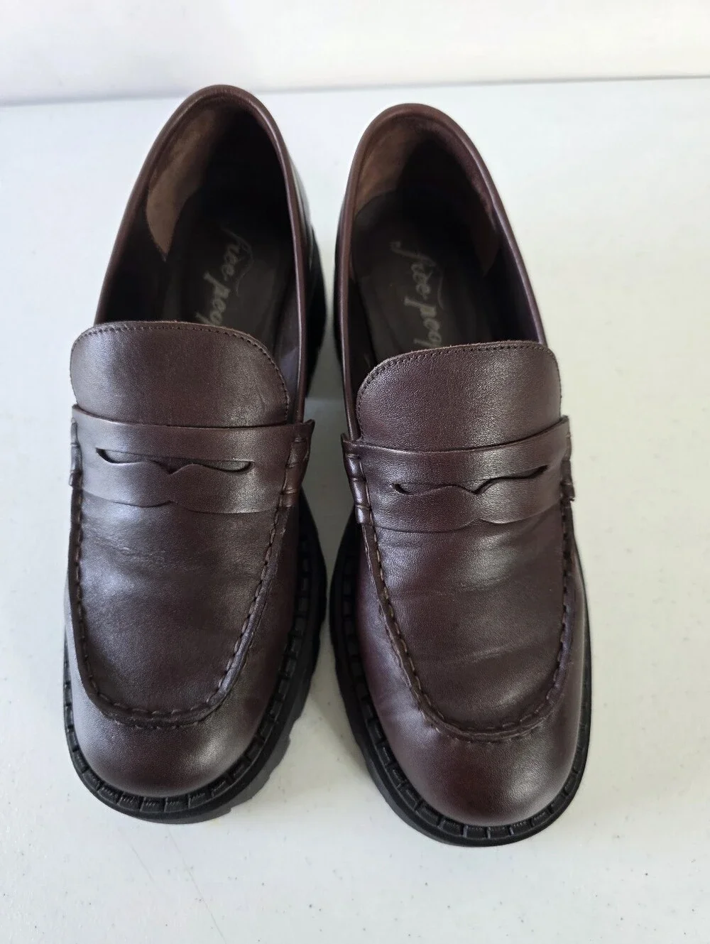 Free People Lyra Lug Sole Loafers Size 39 US 8.5 Chocolate Brown Chunky Slip-ons